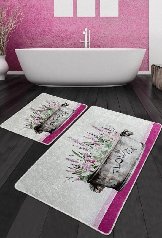 L'essentiel Maison Простирка за бања Полипра, 2 парчиња, сиво-розова