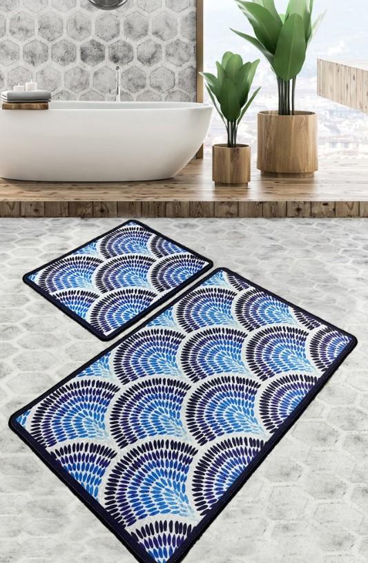 L'essentiel Maison Простирка за бања Azul, 2 парчиња, Сина