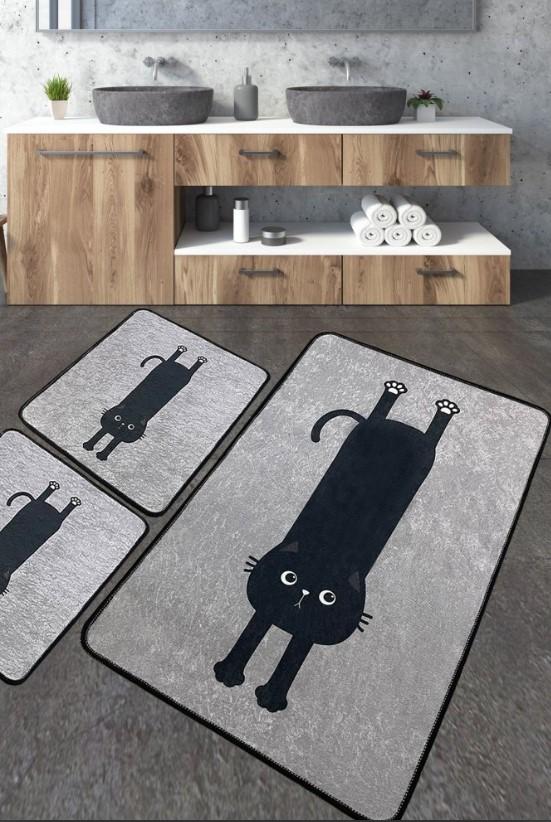 L'Essentiel Maison Comfort патос за бања, 3 парчиња, сива боја