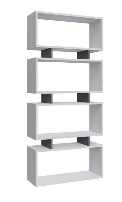 Полица за книги Hanah Home Langdon бела антрацит 72,5x25x161 см, бела