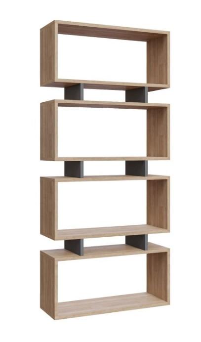 Полица за книги Hanah Home Langdon Oak Anthracite 72,5x25x161 см, кафеава
