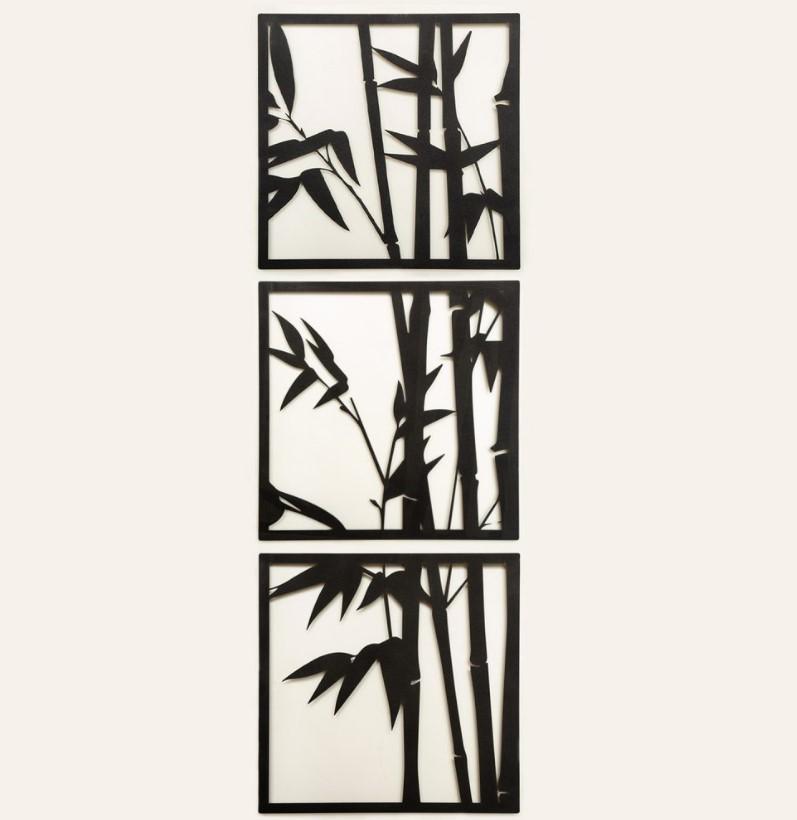 Wallity APT041MS Dzидна декорација од бамбус, 45x45 см, 3 парчиња, црна