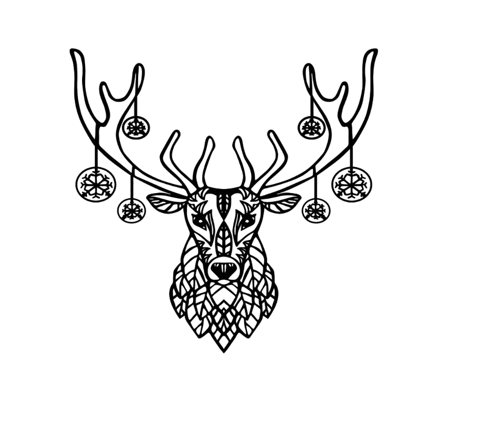 WALLXPERT Dzидна декорација Божиќен елен, црна