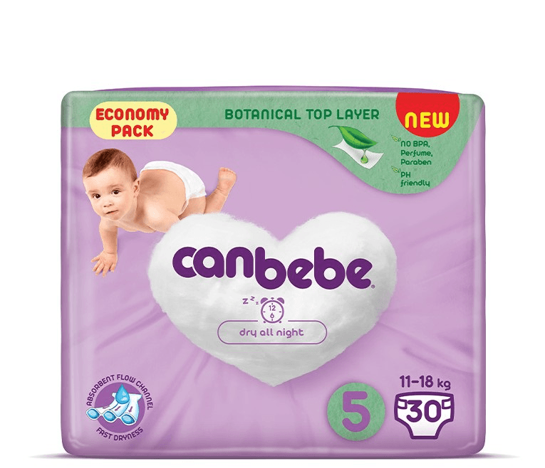 CANBEBE Пелени за бебиња бр. 5 (11-18 кг) 30 пелени