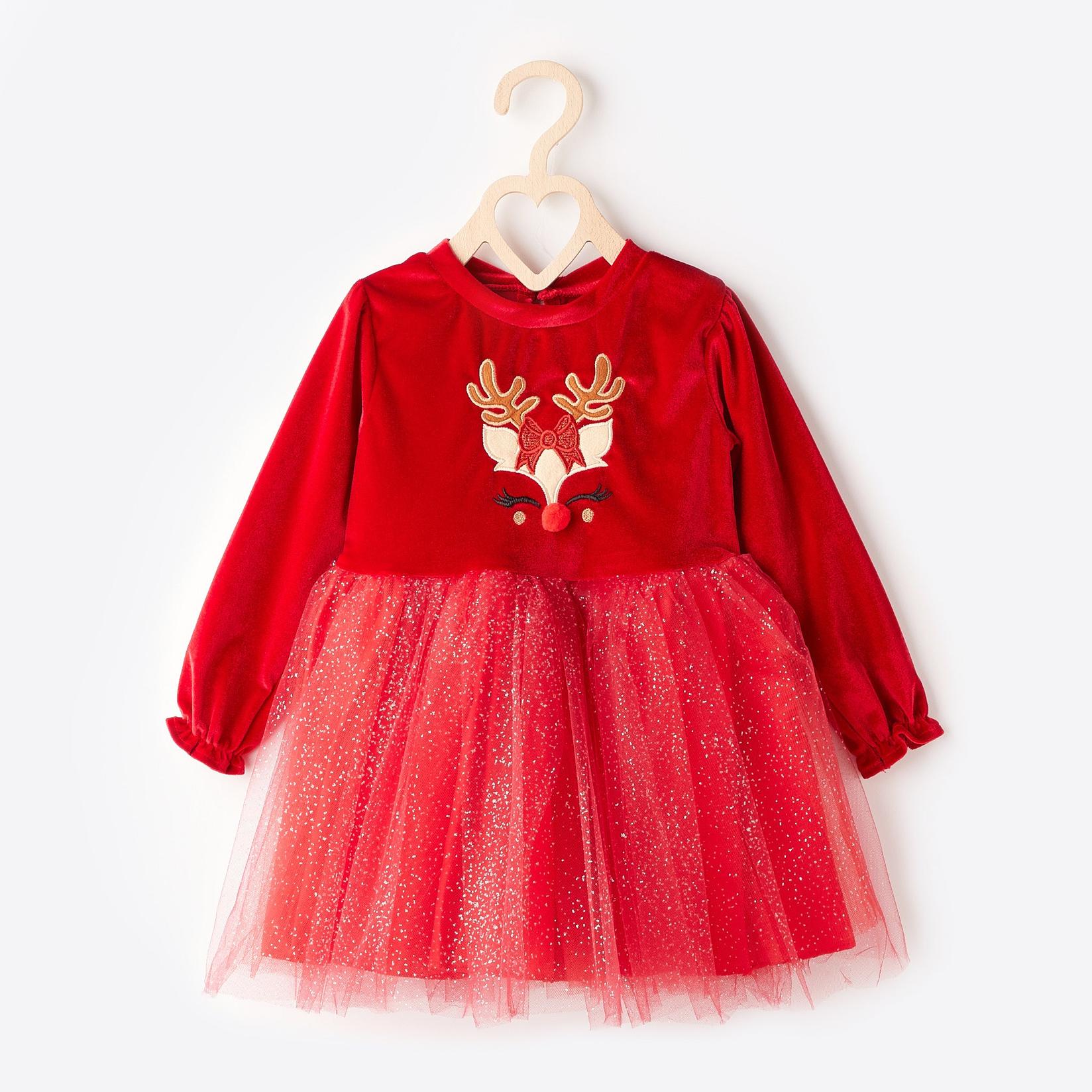 Новогодишно фустанче еленче црвено