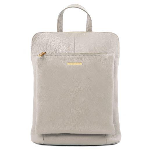 TUSCANY LEATHER Кожен женски ранец, светло сив TL141682