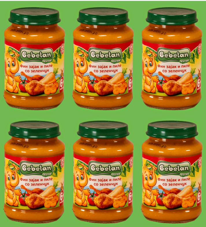 Bebelan Сет X6 Каши 6x 190г , Фин зајак и пилешко со зеленчук, 6+