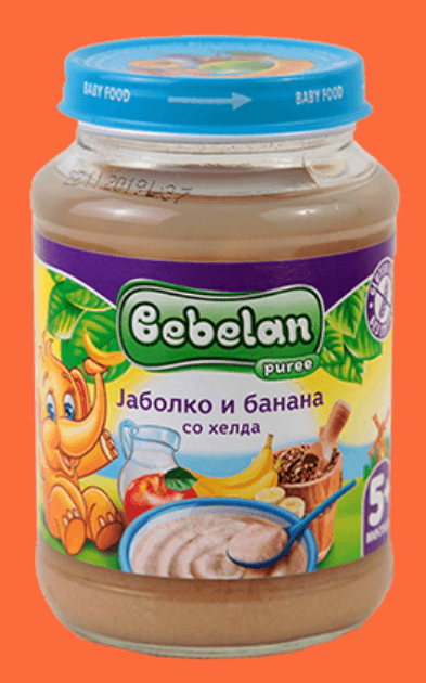 Bebelan Каша 190г , Јаболко и банана со хелда, 5+