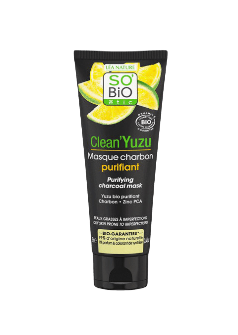 SO'BiO ETIC Прочистувачка маска за лице од јаглен за мрсна кожа CLEAN'YUZU, 75мл