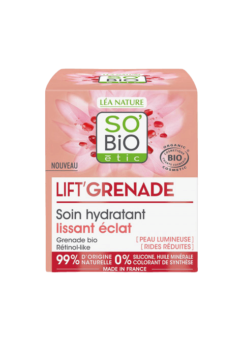 SO'BiO ETIC Хидратантна крема за измазнување и осветлување на зрела кожа Lift' grenade, 50мл