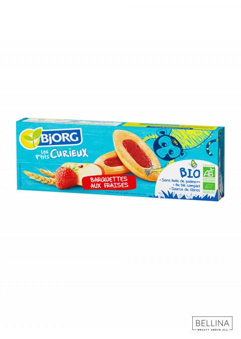 BJORG Органски детски бисквити со фил од јагода и јаболка - 120 гр.