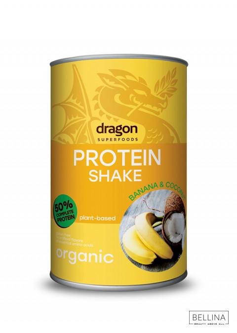DRAGON SUPERFOODS ОРГАНСКИ БЕЗГЛУТЕНСКИ 52% ПРОТЕИНСКИ ШЕЈК ОД БАНАНА И КОКОС - 450 ГР.