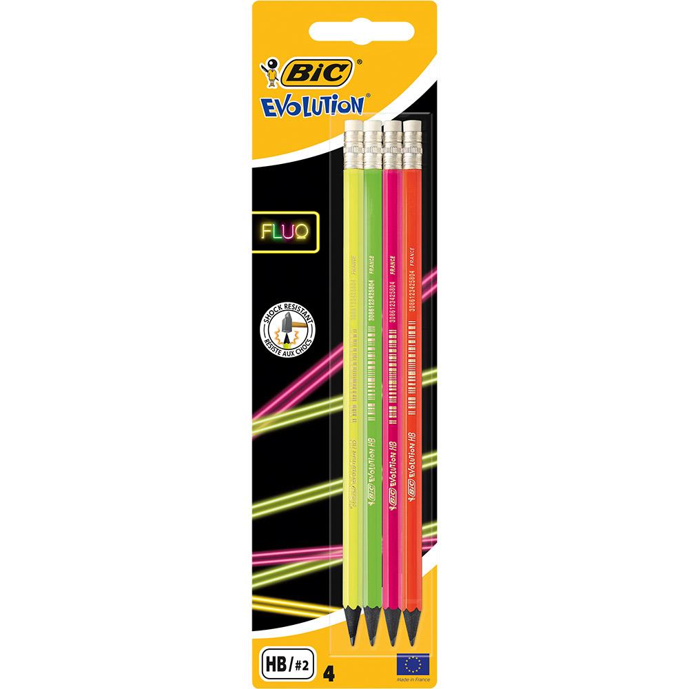 BIC Evolution Графитни моливи со гума Fluo HB2 4/1