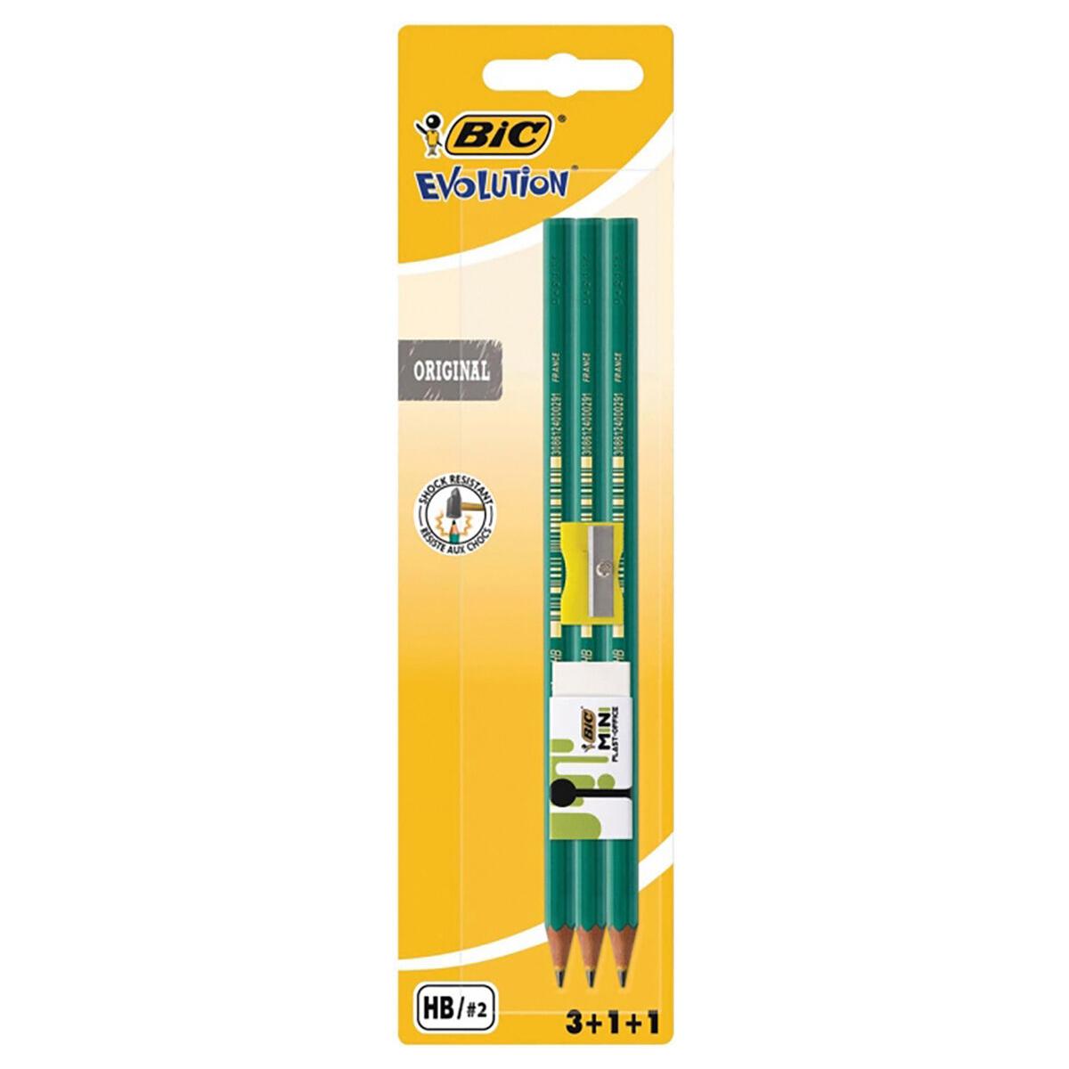 BIC Графитни моливи Evolution 650 + гума + острилка BLC EU 3/1