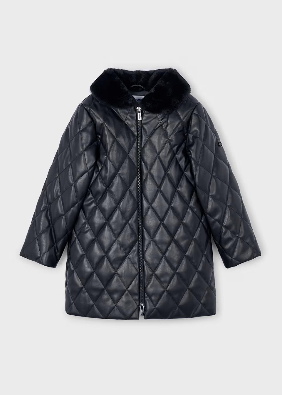 Mayoral Јакна со крзно за девојчиња - Црна, 9 (134cm)