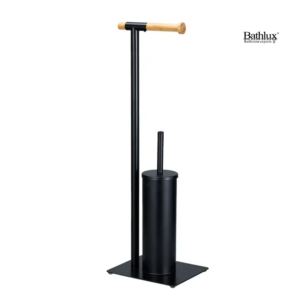 Држач за тоалетна хартија модерен од метал и бамбус MC10104