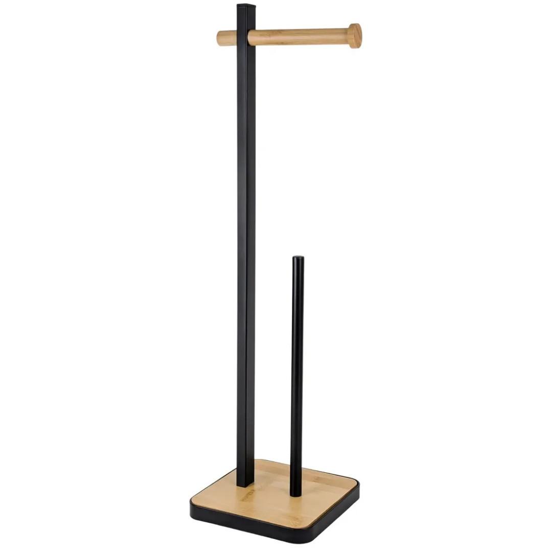 Држач за тоалетна хартија модерен од метал и бамбус MC10108