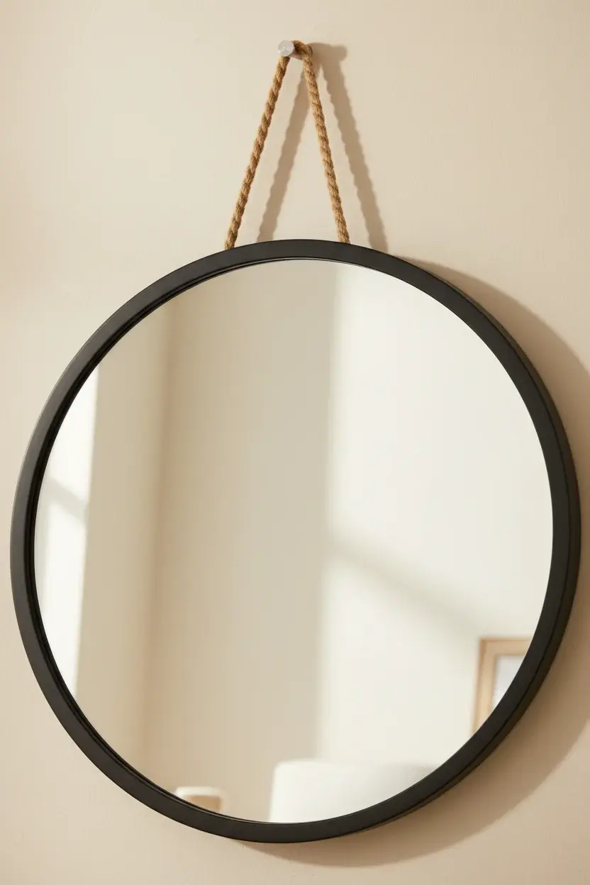 Огледало Од Бамбус Округло МЦ10222, Црно