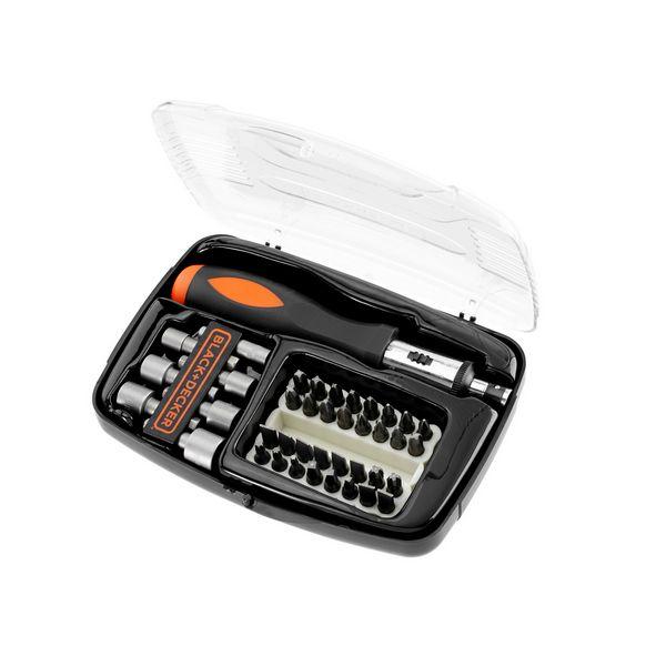 BLACK+DECKER Гарнитура рачка со додатоци во куфер 40 парчиња