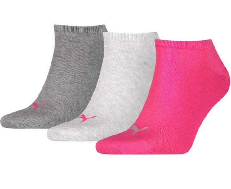 PUMA Женски чорапи ПАТИКА ПЛАИН 3/1 сива, светло сива и розова