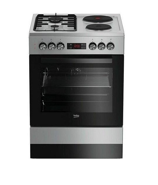 Комбиниран шпорет Beko FBE64320SDN, 2 рингли, 2 горилници, 66 л, сив