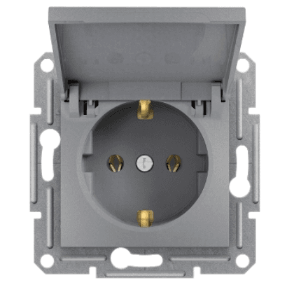 SCHNEIDER Приклучница со капак шуко steel asfora без рамка