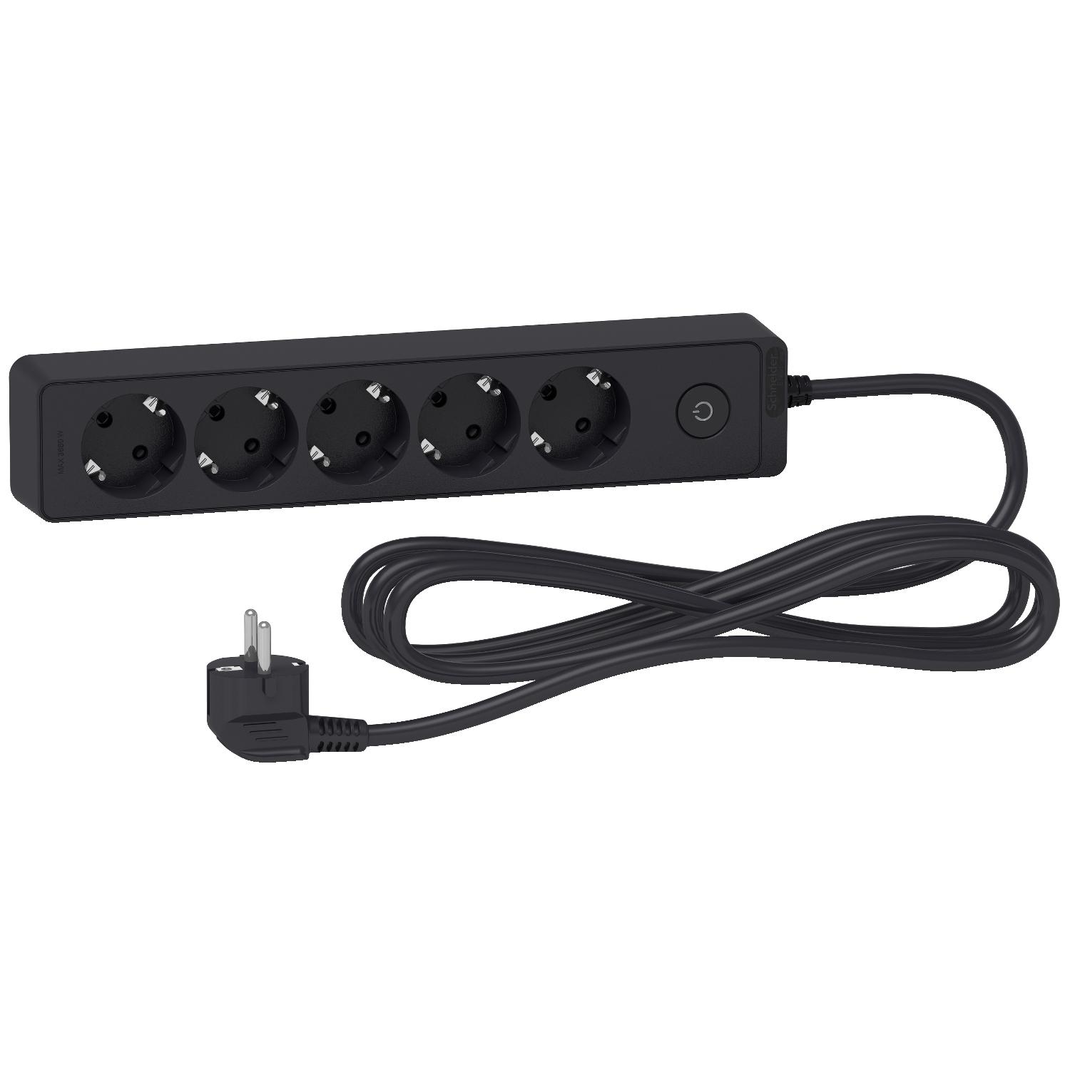 SCHNEIDER Продолжен кабел црн 3 м 5приклучоци