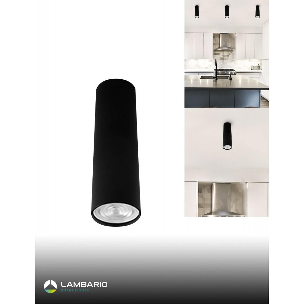LAMBARIO Плафонска светилка 1xgu10 max50w црна h-200mm