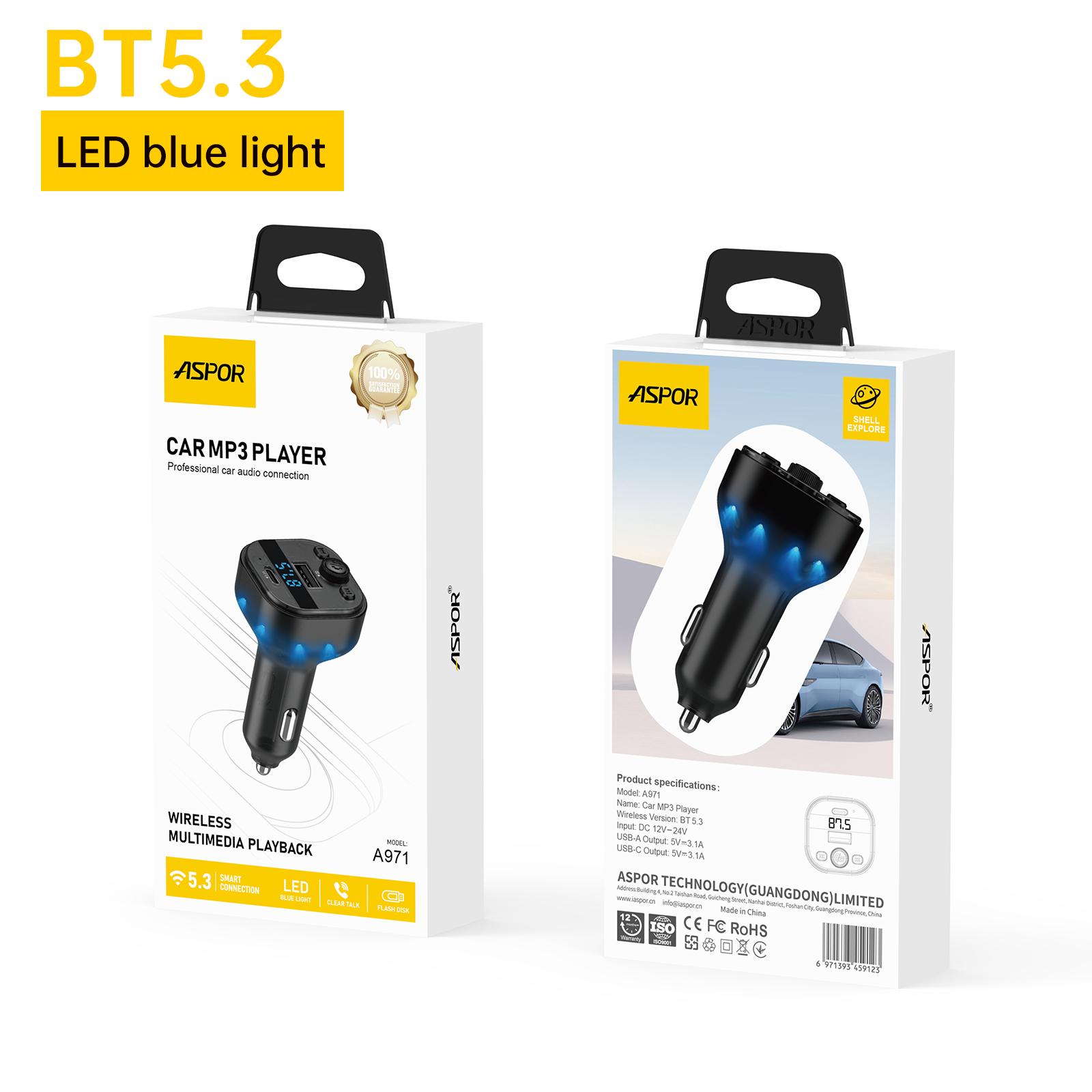 ASPOR FM Трансмитер За Автомобил A971 Bluetooth 5.3 Со Type-C И USB