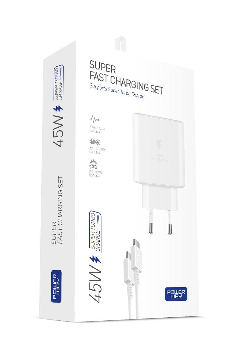 POWERWAY Полнач S45S 45W USB-C Со Type-C To Type-C Кабел