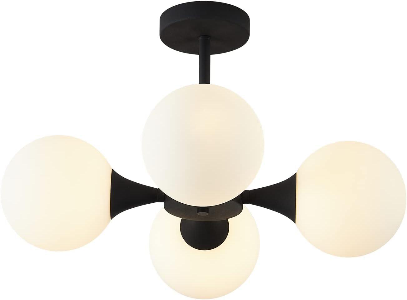 Linea - Плафонски Црн Лустер 4*Е27