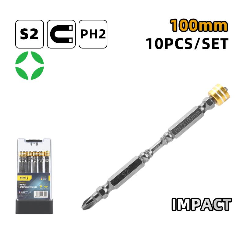 DELI Бит со стопер PH2*100mm 10пар
