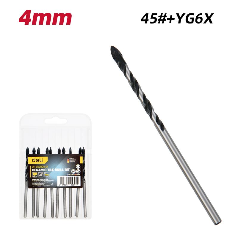 DELI Бургија за стакло и керамика 4mm 10пар.