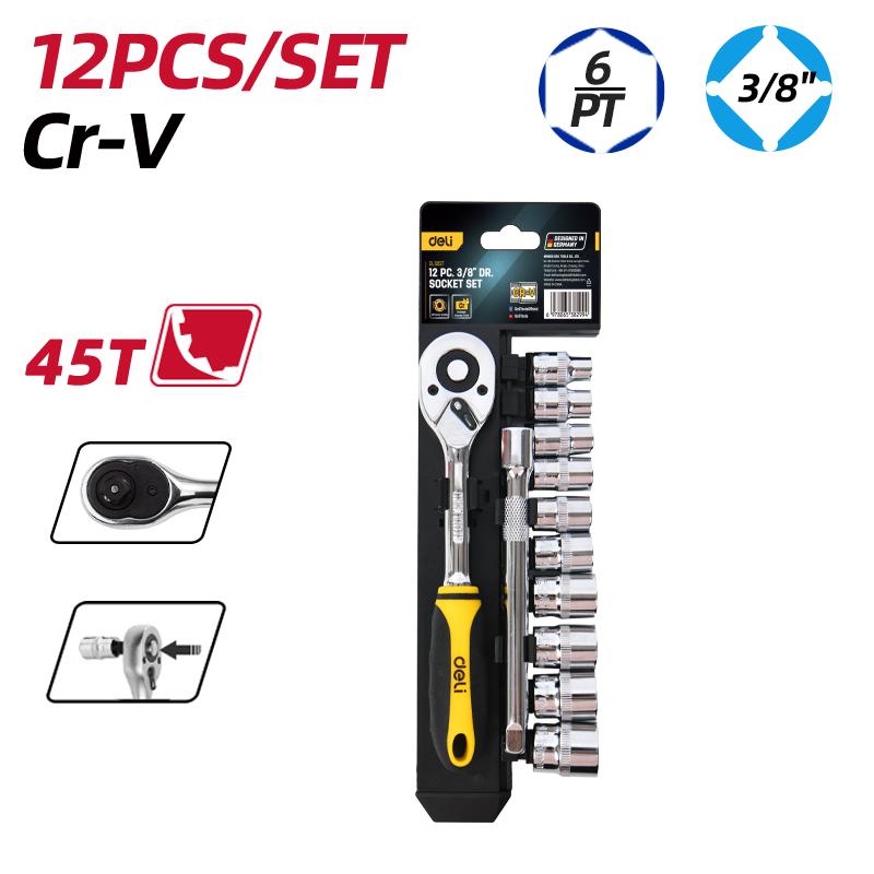 DELI Сет клучеви со крцкалка 12 бр. 3/8