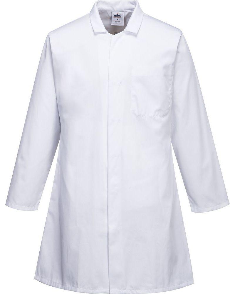 PORTWEST Машки Прехранбен Мантил Бел L