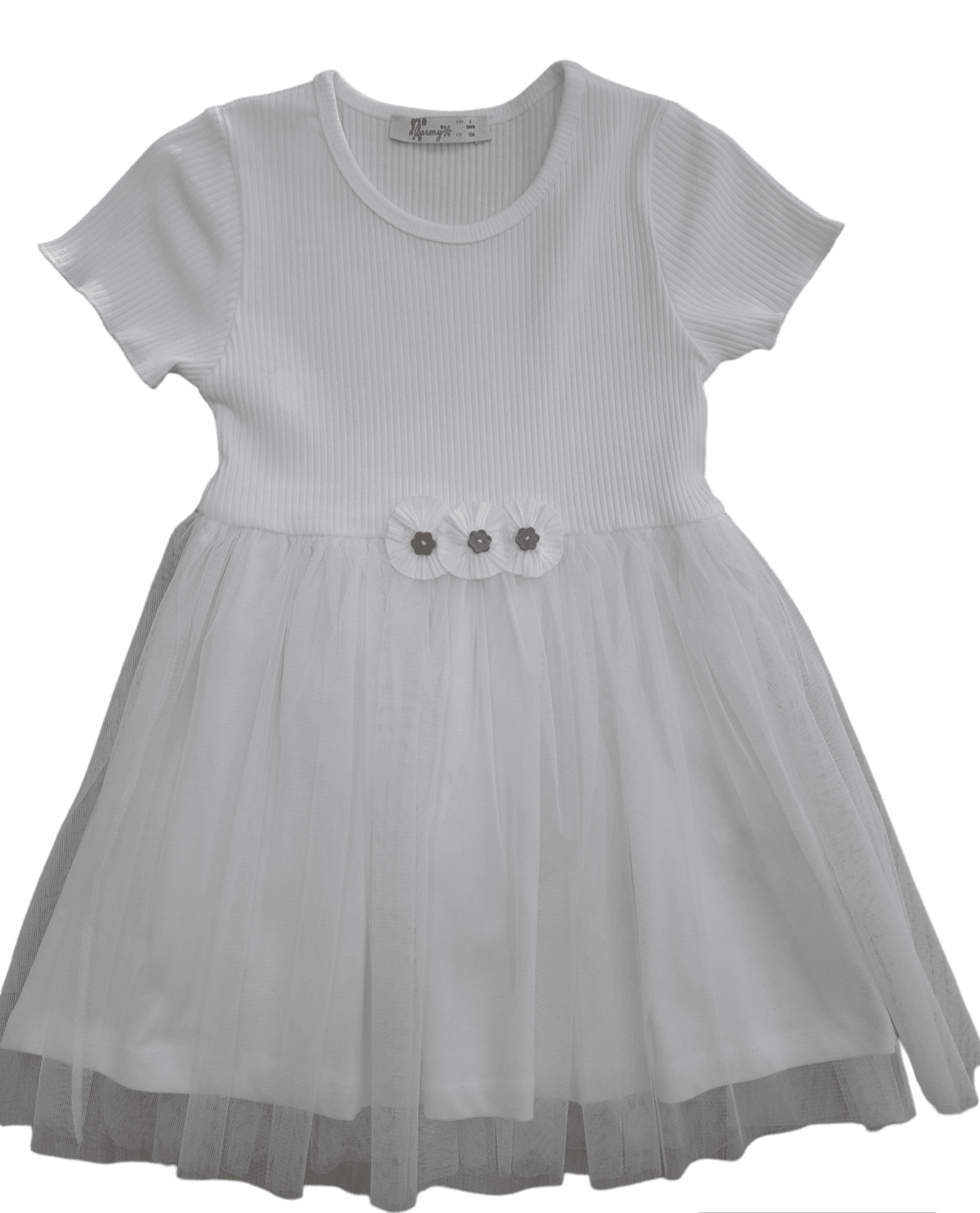 BARMY Фустан памучен со туљ, бел