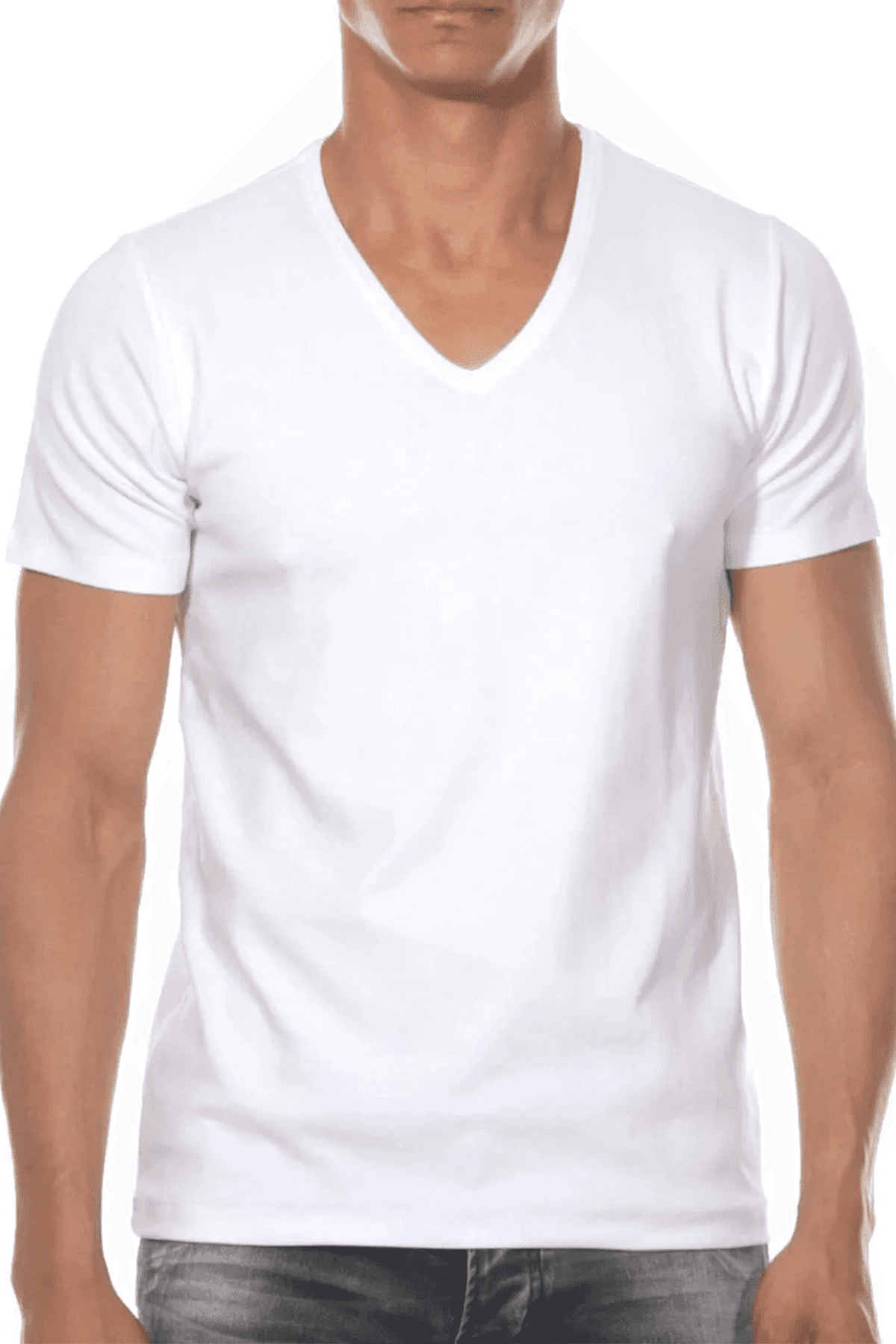 CNT Памучна маичка со V-деколте - бела