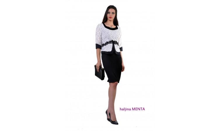 ASTIBO Фустан Мента - Црно бел елегантен жакард за секаква модна прилика
