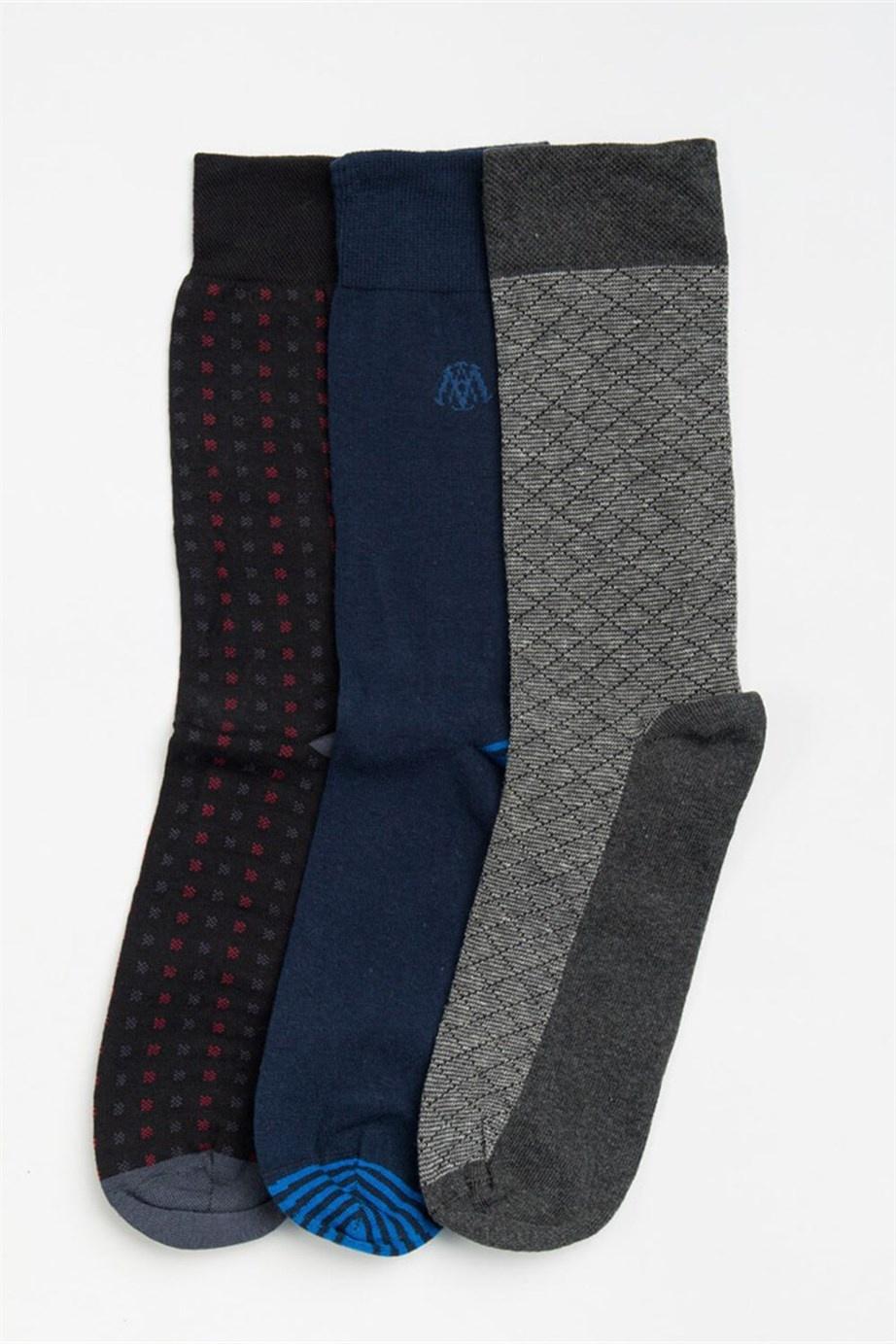 TUDORS Машки чорапи 3/1 црни, тегет и сиви