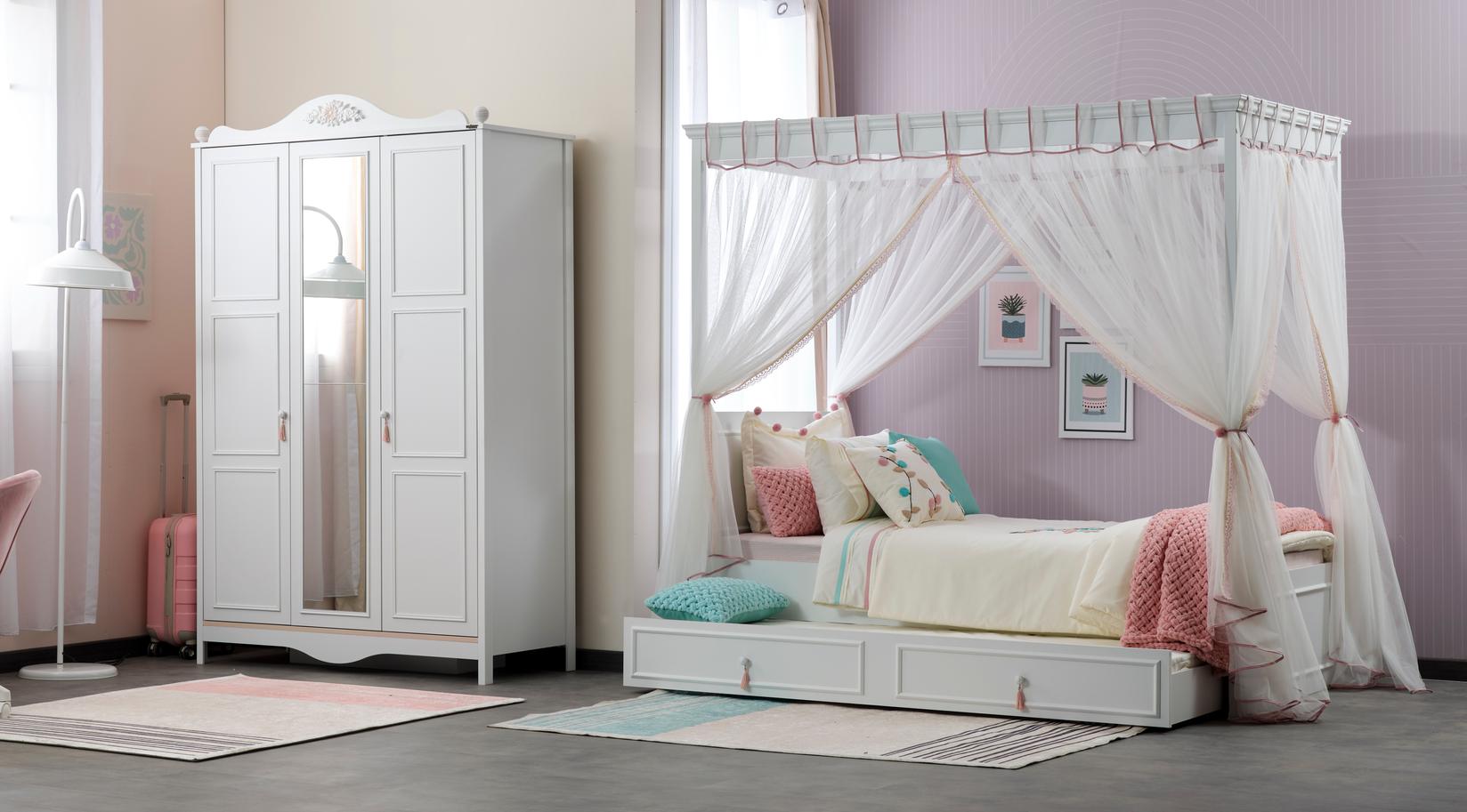 FATINA XXLKids & Teens Кревет Alya со Цибинлик 104 x 205 x 110 cm Бела