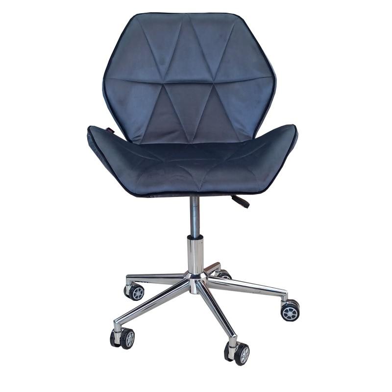 STOLICI.MK Office & Home Modern Стол DIAMOND Velvet Velour Dark Moon Gray со хромирана метална основа