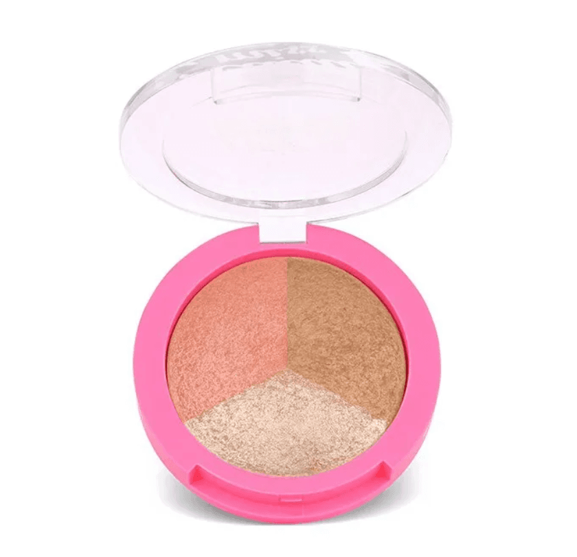 GOLDEN ROSE Палета 2 руменила и хајлајтер Miss Beauty Glow Baked Trio