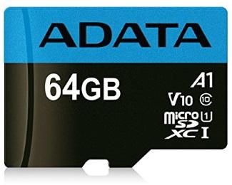 A-DATA Мемориска картичка UHS-I MicroSDXC 64GB класа 10 + адаптер AUSDX64GUICL10A1-RA1