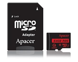 APACER Мемориска картичка UHS-I U1 MicroSDXC 64GB класа 10 + адаптер AP64GMCSX10U5-R