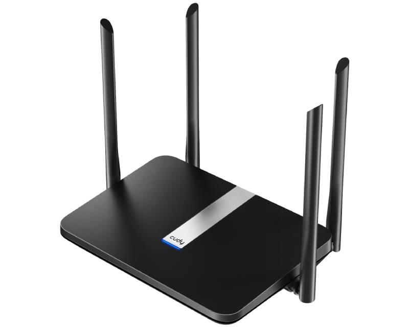 CUDY Wi-Fi рутер X6 AX1800 Паметен рутер за Wi-Fi со двоен опсег црно