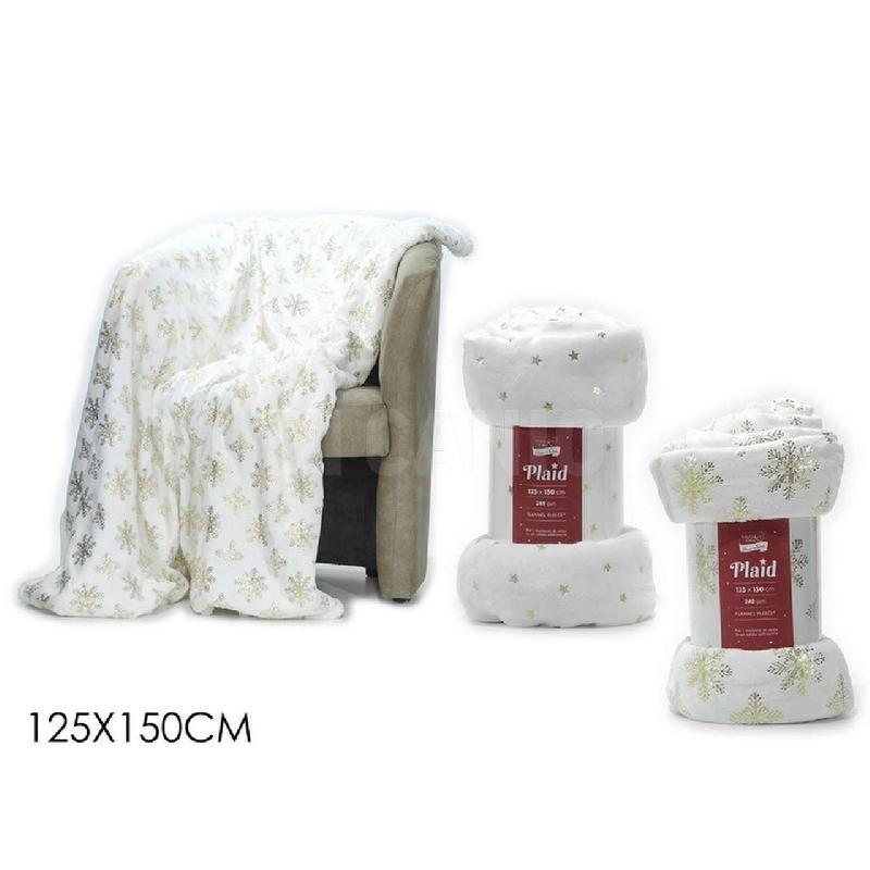 VESTIAMO CASA Ќебе бело со златни детали 125x150