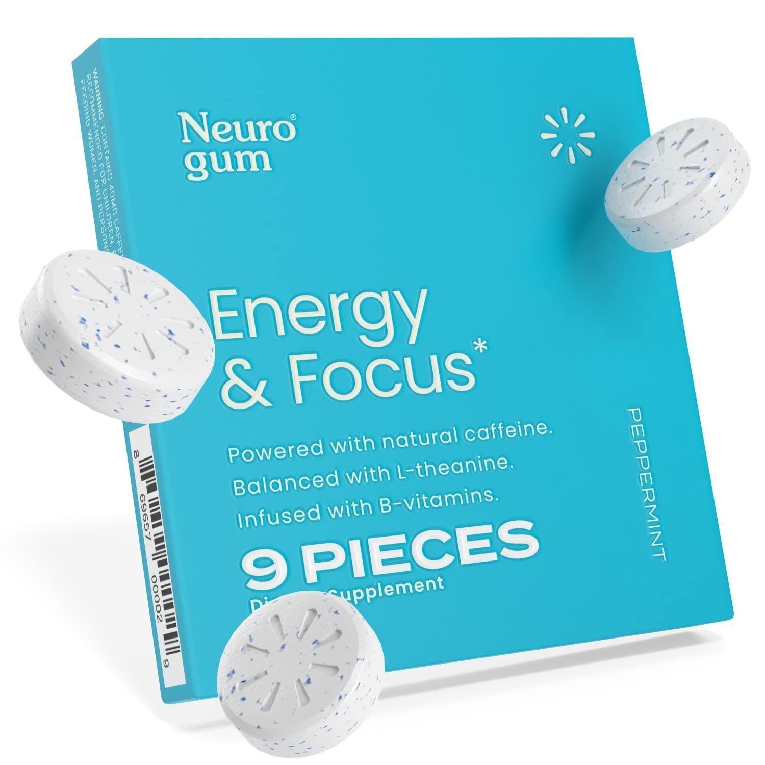 NEUROGUM Energy&amp;focus-пеперминт/9 гуми за џвакање