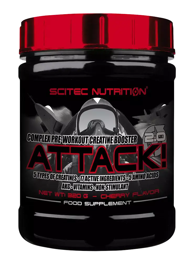 SCITEC NUTRITION  Pre-Wrokout + Креатин Attack 2.0 320gr Cherry