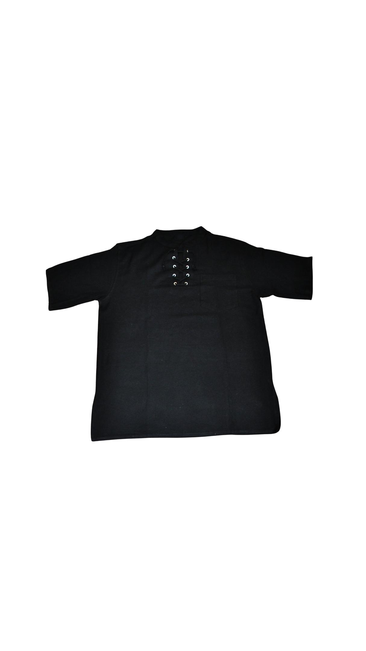 HIPPIE PLANET Кошула со кратки ракави, со врвки - L, црна