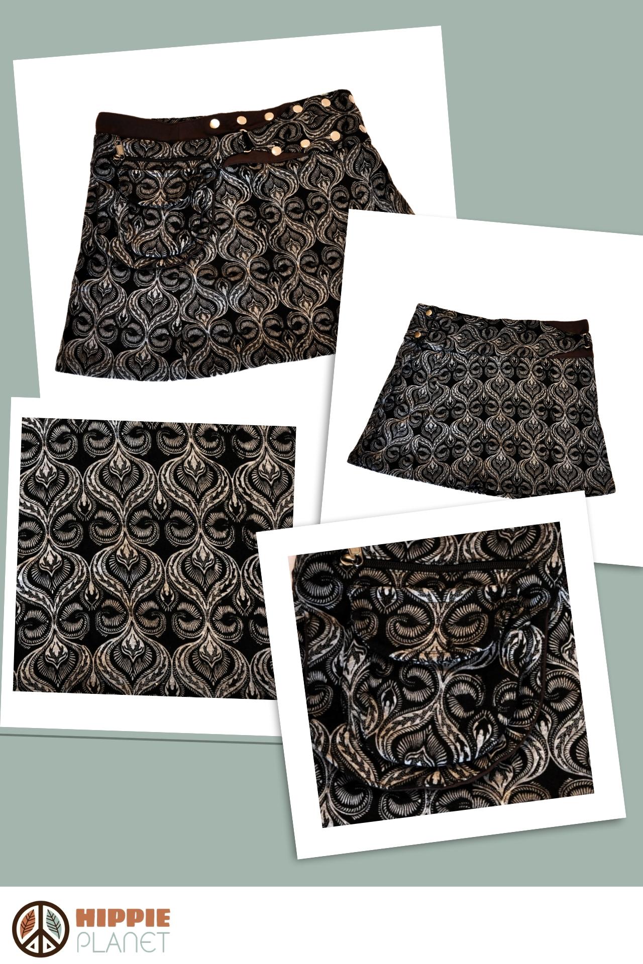 HIPPIE PLANET Мини памучно здолниште со џеб сличен на ташничка, сива со кафеаво